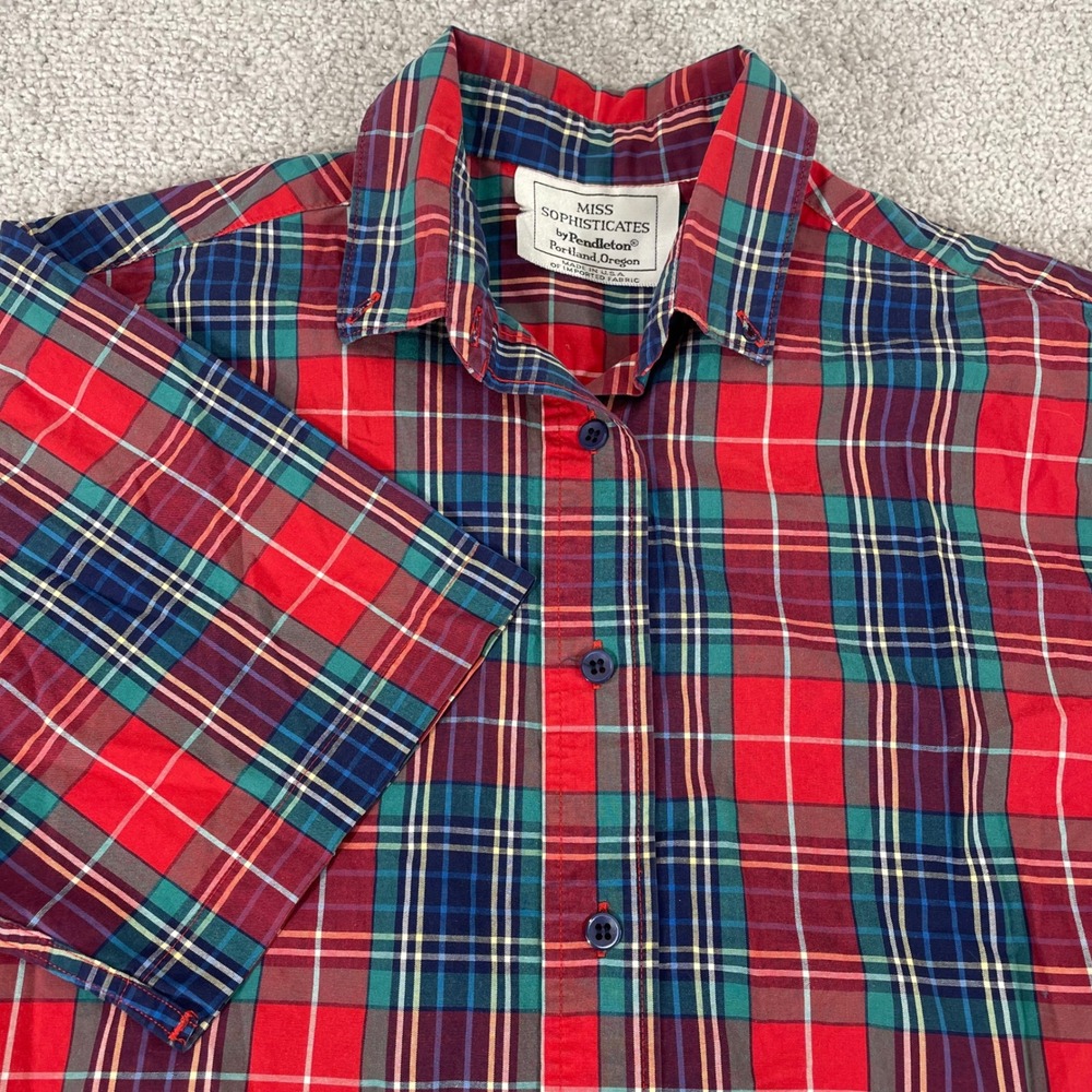 Pendleton Button Down Shirt Womens‎ Large Plaid Vintage Miss Sophisticates
